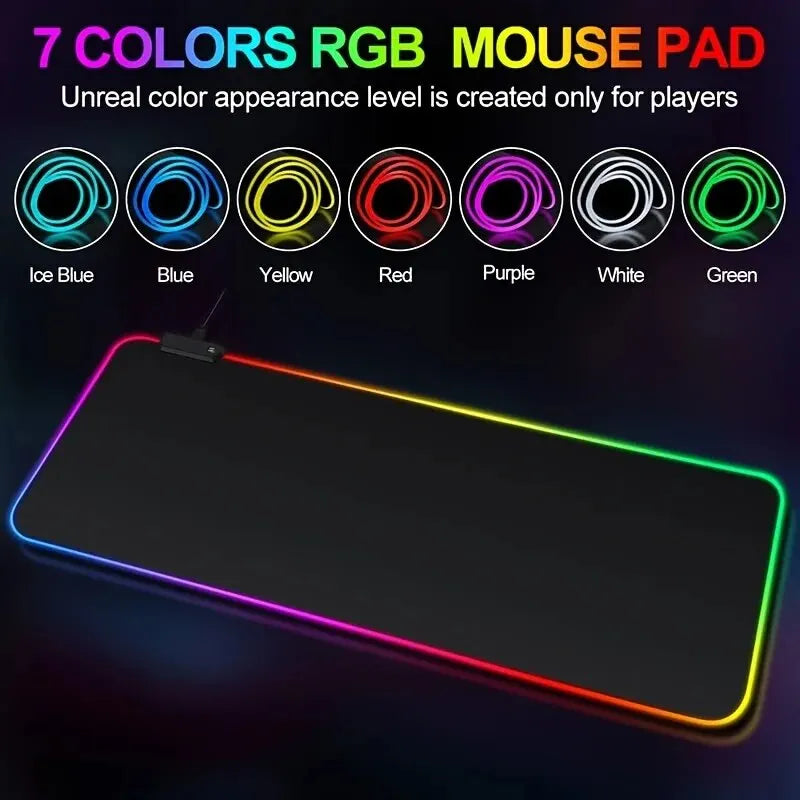 1 Pcs Large Gaming Mouse Pad Light Modes Touch Control Extended Soft