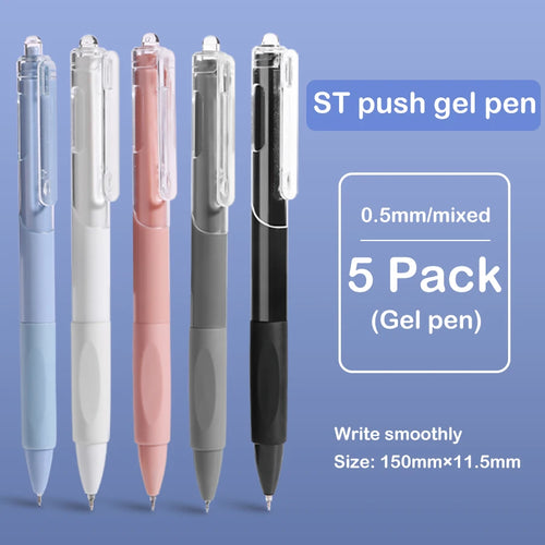 5 pcs gel pen ins smooth press quick-drying  0.5mm black pen ballpoint