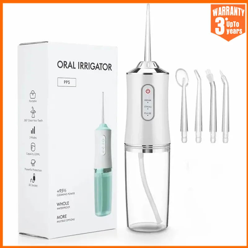 Oral Irrigator Portable Dental Water Flosser USB Rechargeable Water