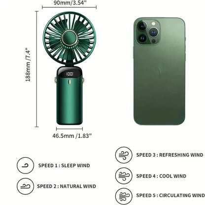 Portable Handheld Personal Rechargeable Fan LED Digital Display