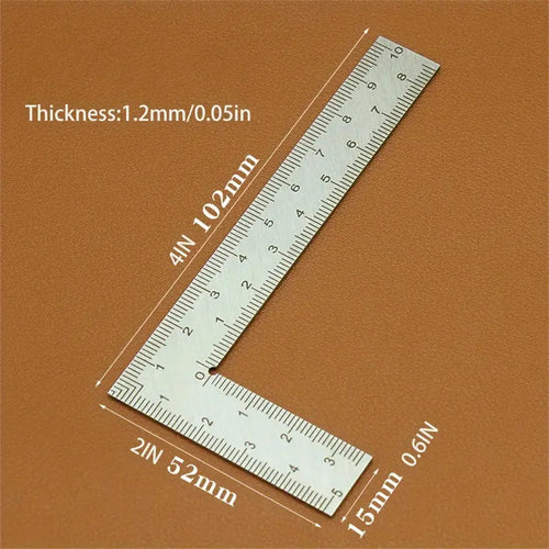Mini Stainless Steel L-Shaped Double-Sided Precision Scale Ruler -