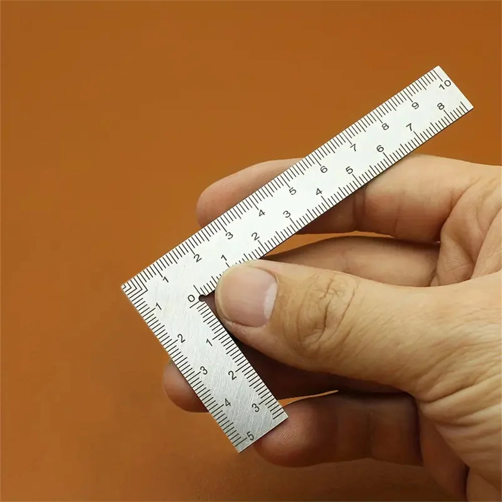 Mini Stainless Steel L-Shaped Double-Sided Precision Scale Ruler -