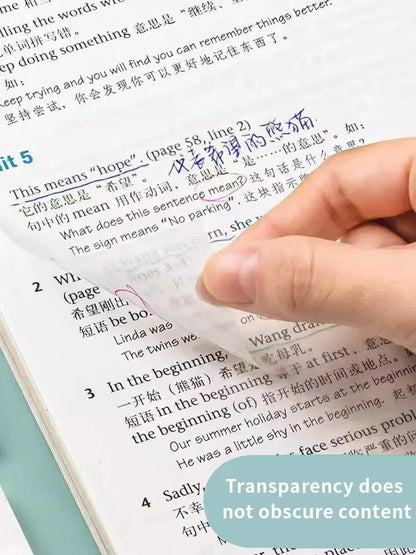 250PCS PET Transparent Sticky Notes Perspective Waterproof Clear